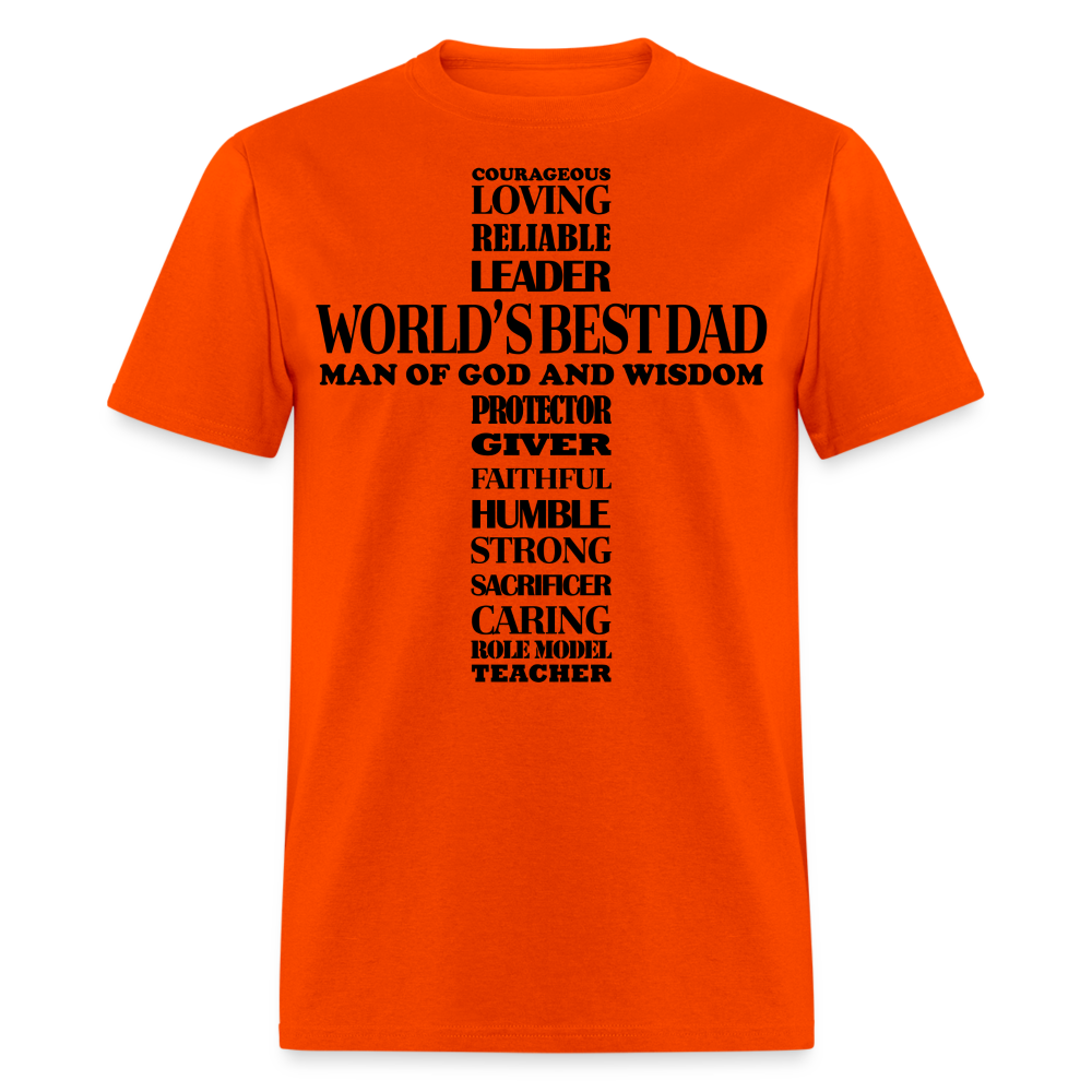 Best Dad T-Shirt Man of God and Wisdom Cross Color: orange