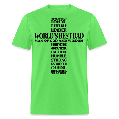 Best Dad T-Shirt Man of God and Wisdom Cross Color: kiwi