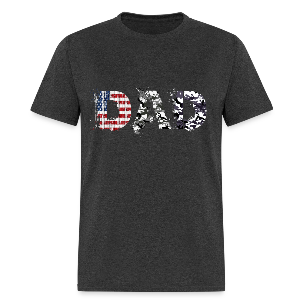 DAD T-Shirt US Flag & Camo Color: heather black