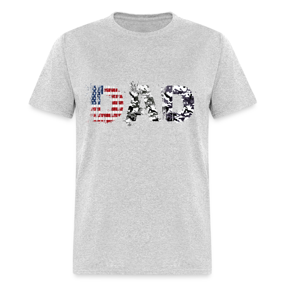 DAD T-Shirt US Flag & Camo Color: heather gray