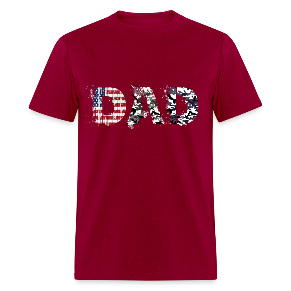DAD T-Shirt US Flag & Camo Color: dark red