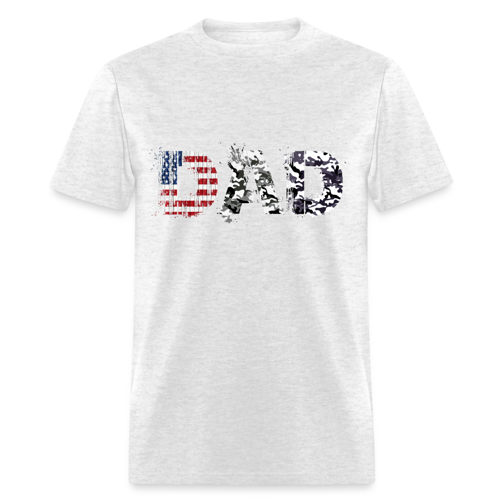 DAD T-Shirt US Flag & Camo Color: light heather gray