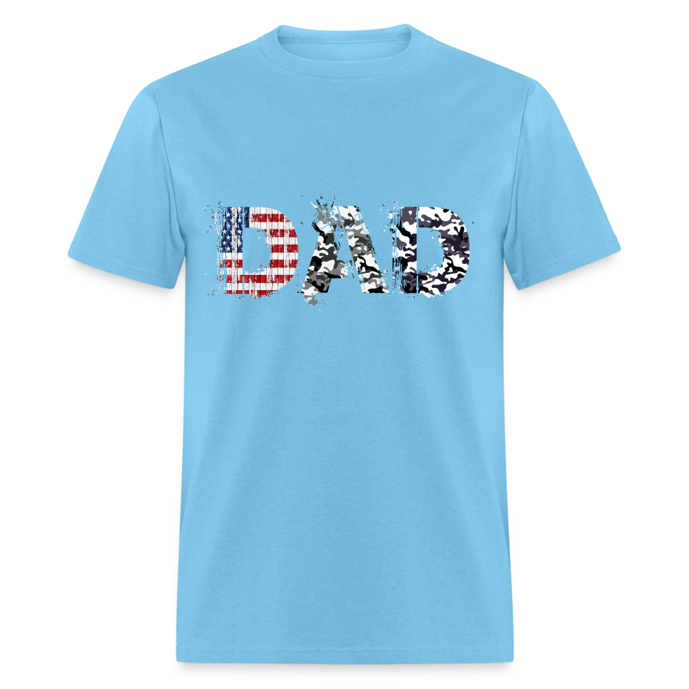 DAD T-Shirt US Flag & Camo Color: aquatic blue