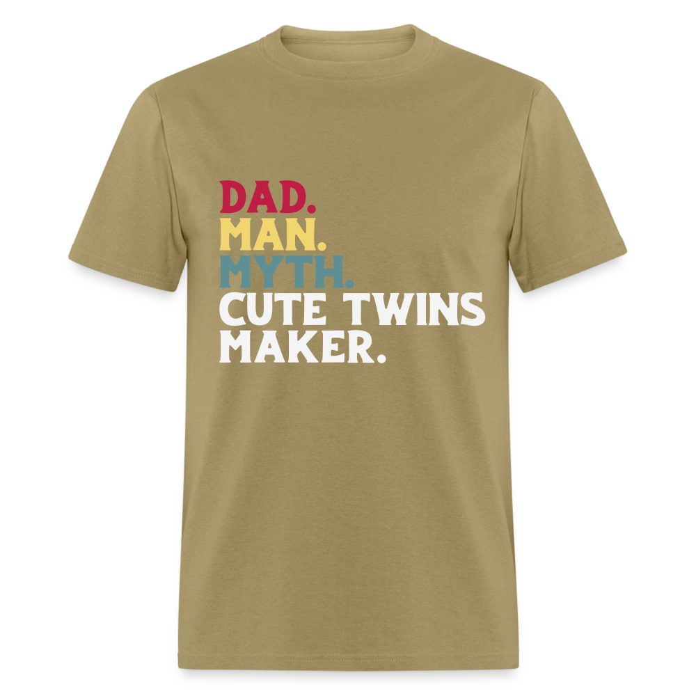 Dad Man Myth Cute Twins Maker T-Shirt Color: khaki