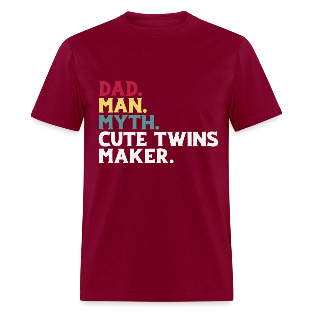 Dad Man Myth Cute Twins Maker T-Shirt Color: burgundy