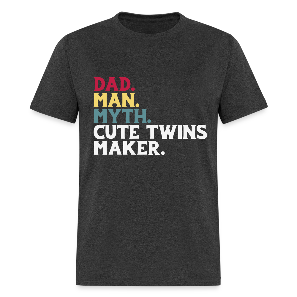 Dad Man Myth Cute Twins Maker T-Shirt Color: heather black