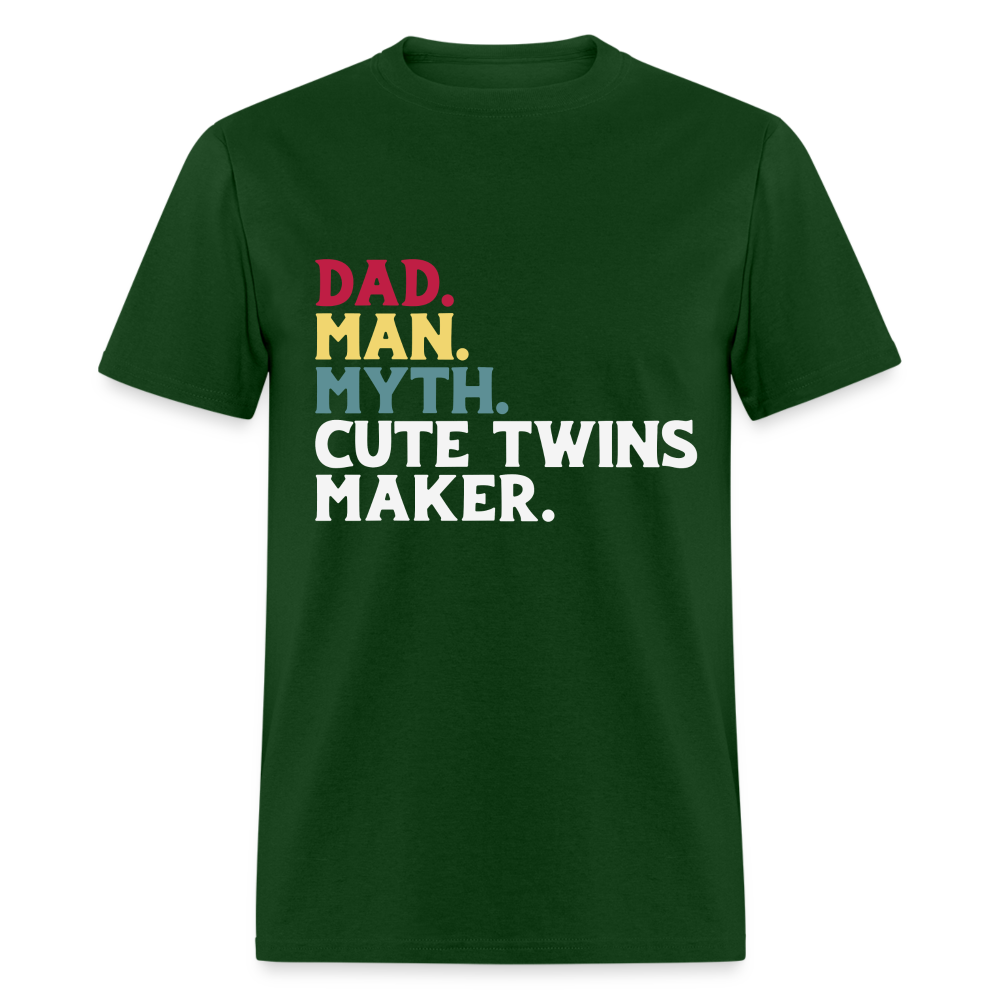 Dad Man Myth Cute Twins Maker T-Shirt Color: forest green