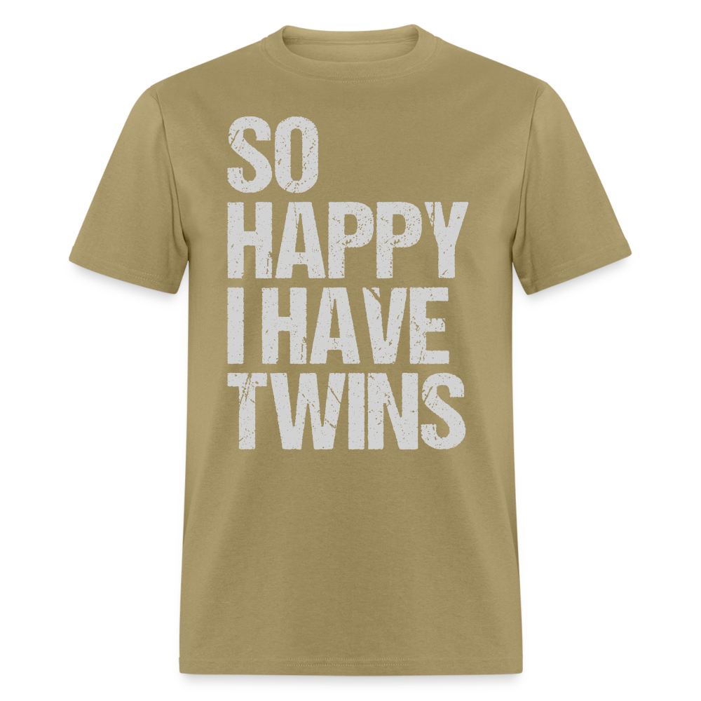 So Happy I Have Twins T-Shirt Color: khaki