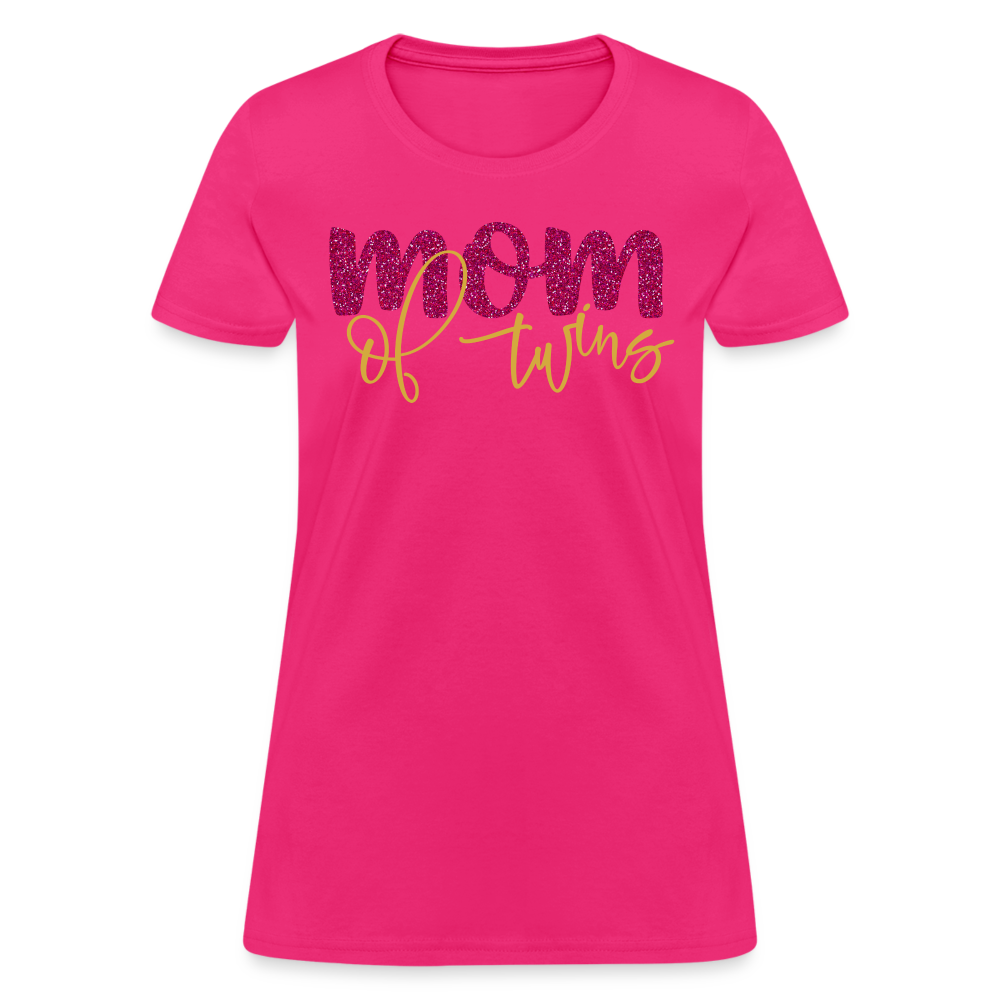 Mom Of Twins T-Shirt Color: fuchsia