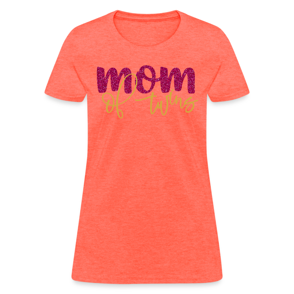Mom Of Twins T-Shirt Color: heather coral