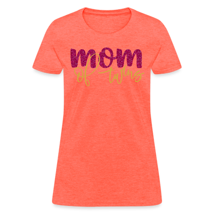 Mom Of Twins T-Shirt Color: heather coral