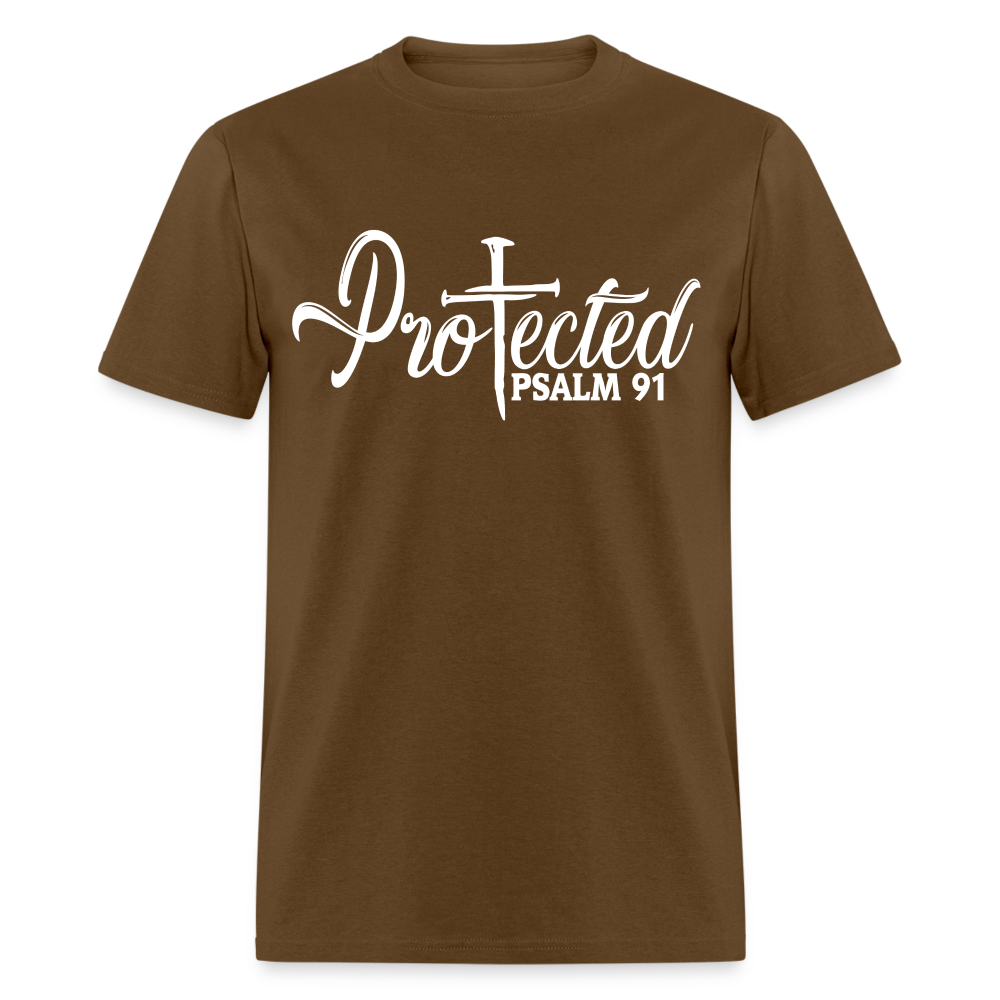 Protected Cross T-Shirt (Psalm 91) Color: brown