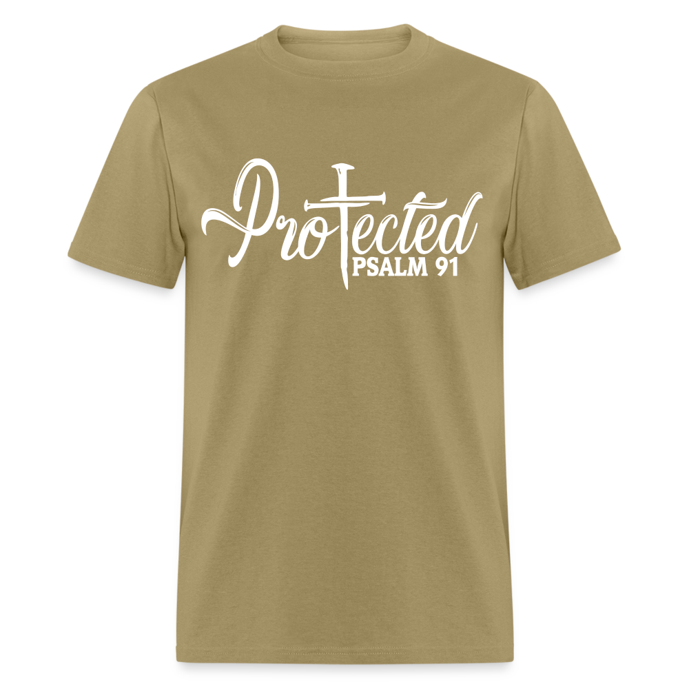 Protected Cross T-Shirt (Psalm 91) Color: khaki