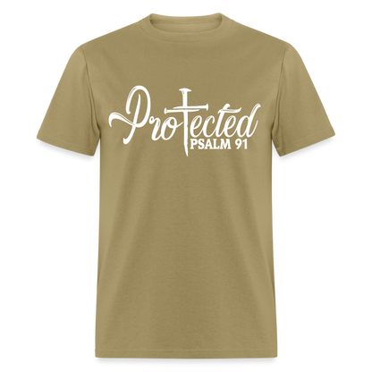 Protected Cross T-Shirt (Psalm 91) Color: khaki