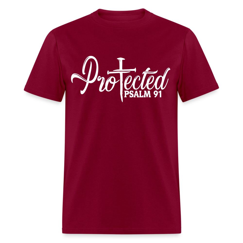 Protected Cross T-Shirt (Psalm 91) Color: burgundy