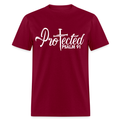 Protected Cross T-Shirt (Psalm 91) Color: burgundy