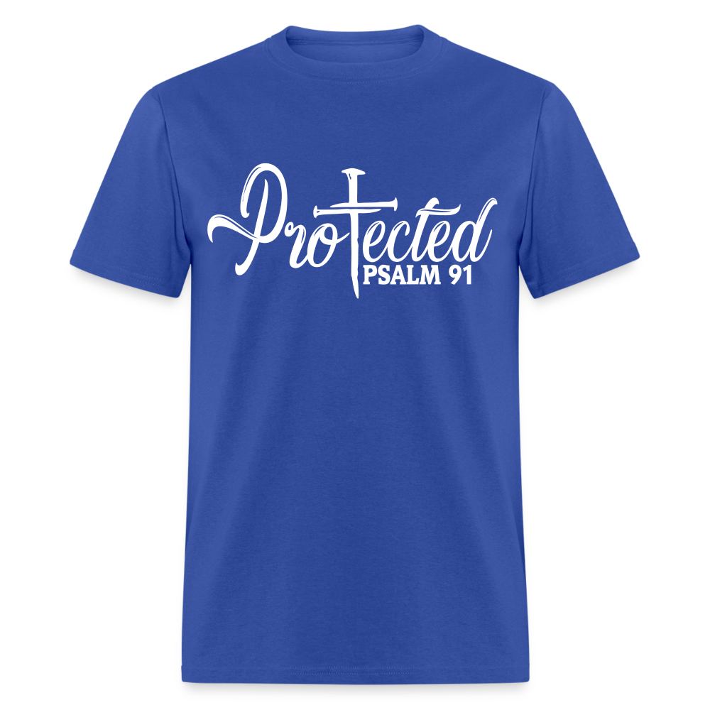 Protected Cross T-Shirt (Psalm 91) Color: royal blue
