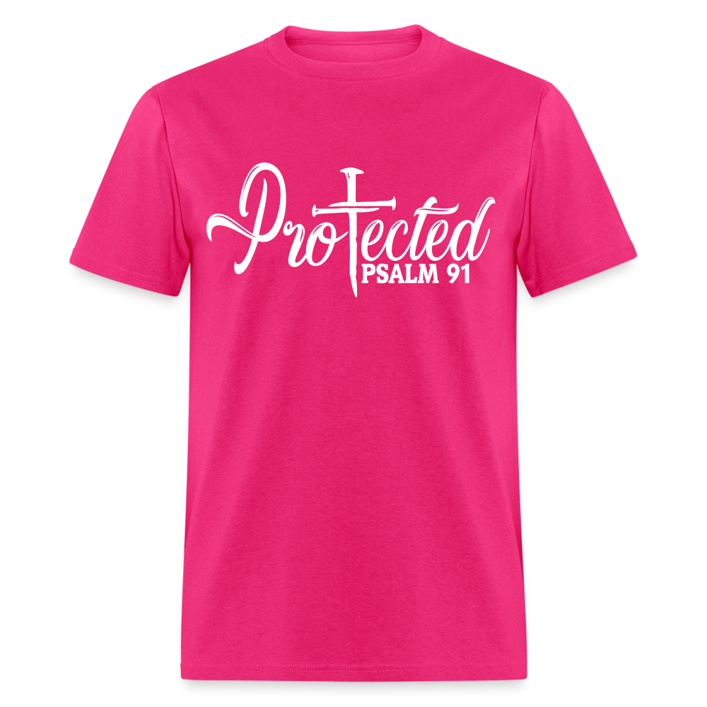 Protected Cross T-Shirt (Psalm 91) Color: fuchsia