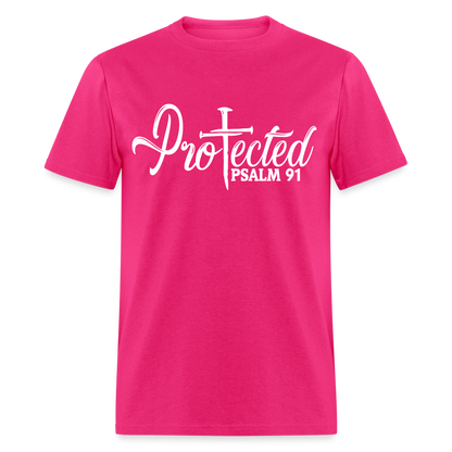 Protected Cross T-Shirt (Psalm 91) Color: fuchsia