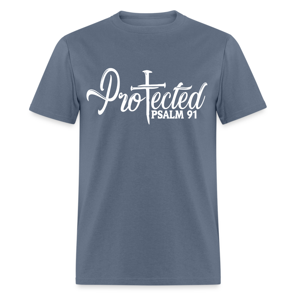 Protected Cross T-Shirt (Psalm 91) Color: denim