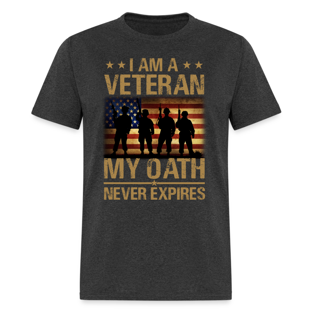 Veteran My Oath Never Expires T-Shirt - heather black