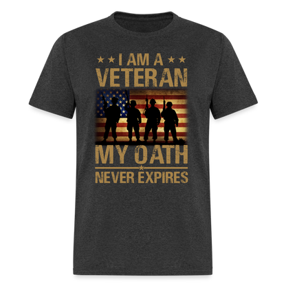 Veteran My Oath Never Expires T-Shirt - heather black