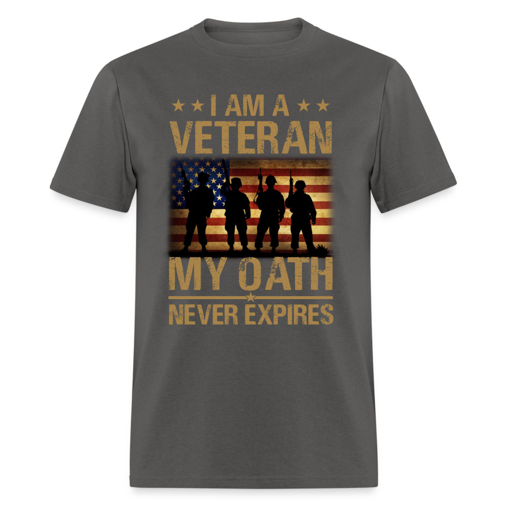 Veteran My Oath Never Expires T-Shirt - charcoal