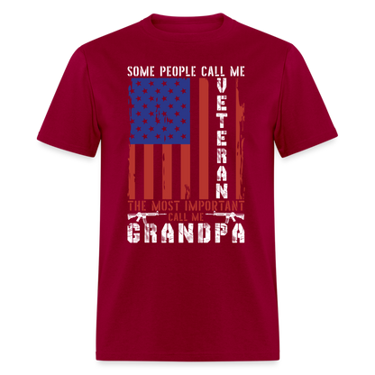 Grandpa Veteran T-Shirt - dark red