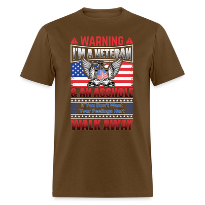Warning I'm A Veteran T-Shirt - brown