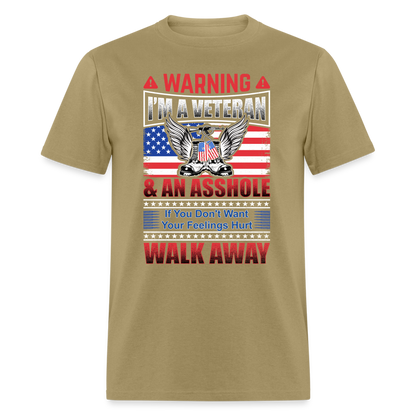 Warning I'm A Veteran T-Shirt - khaki