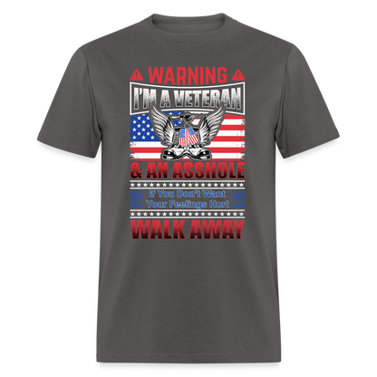 Warning I'm A Veteran T-Shirt - charcoal