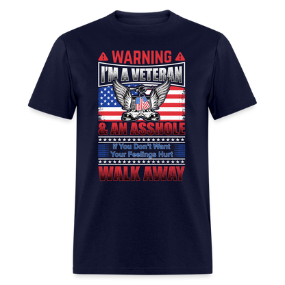 Warning I'm A Veteran T-Shirt - navy