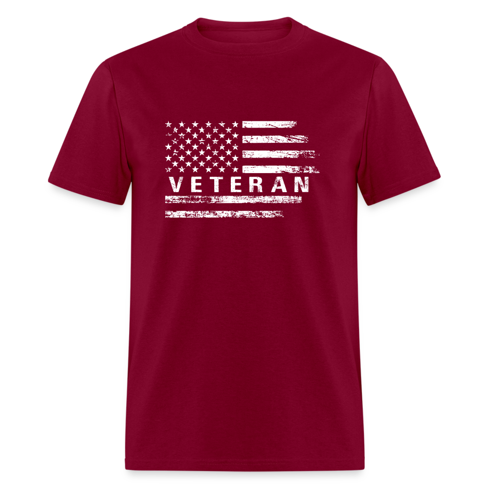 Veteran T-Shirt with Flag - burgundy