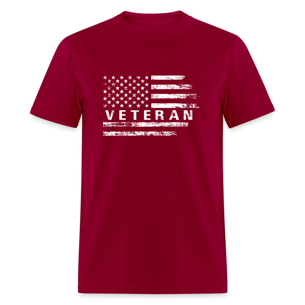 Veteran T-Shirt with Flag - dark red