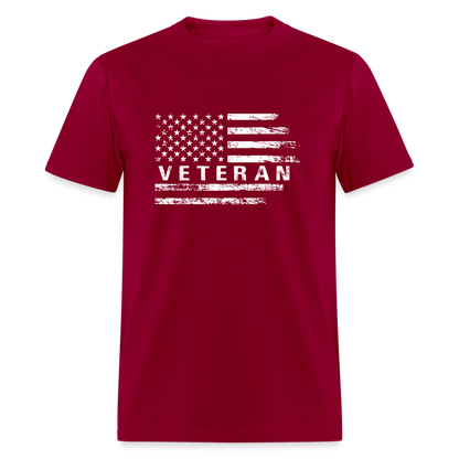 Veteran T-Shirt with Flag - dark red