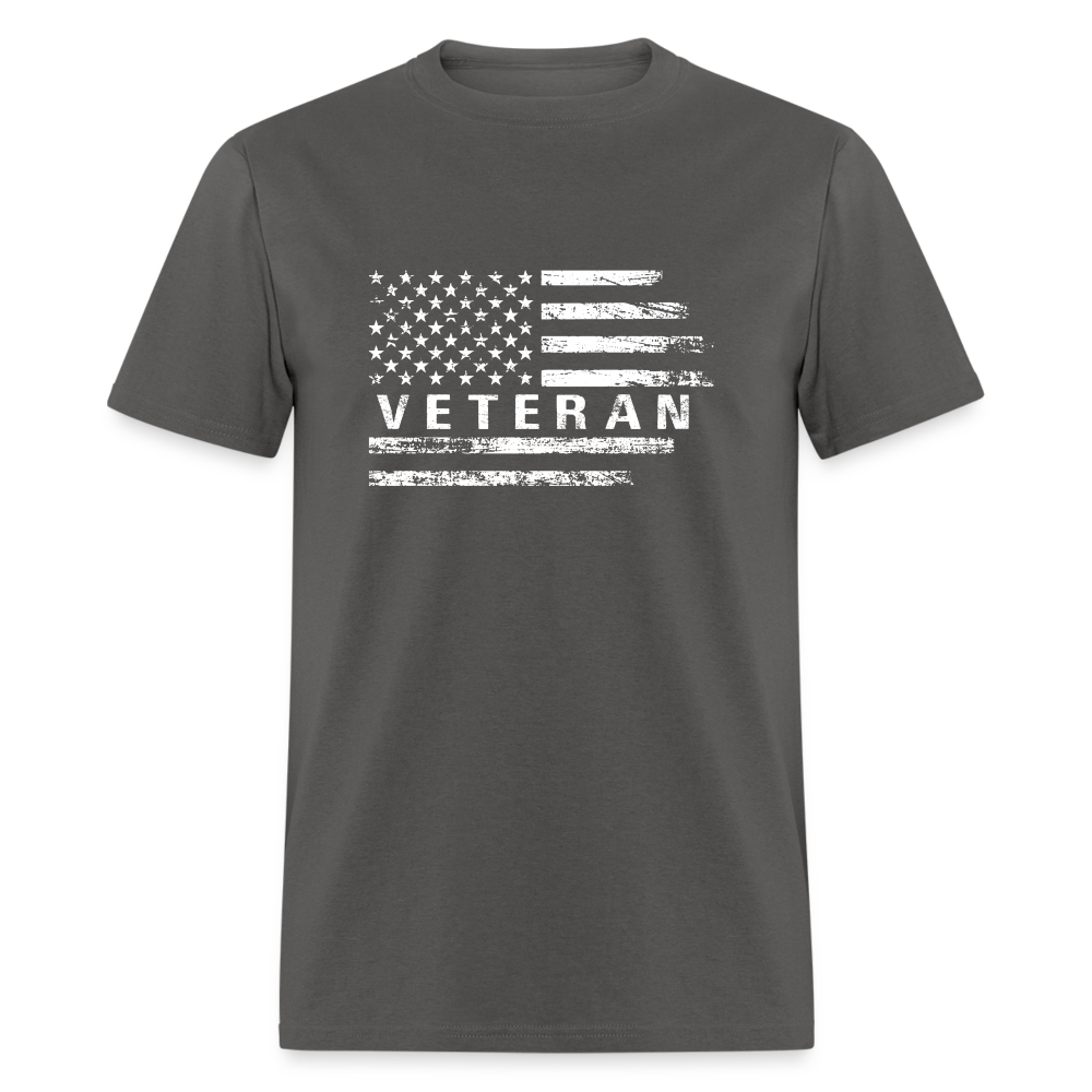 Veteran T-Shirt with Flag - charcoal