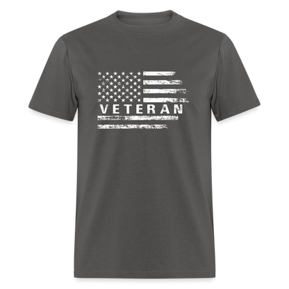 Veteran T-Shirt with Flag - charcoal