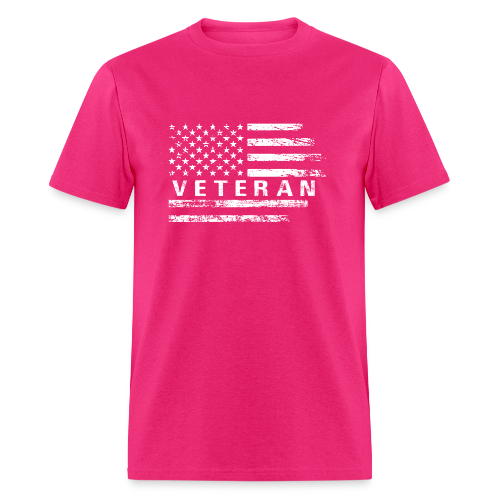Veteran T-Shirt with Flag - fuchsia