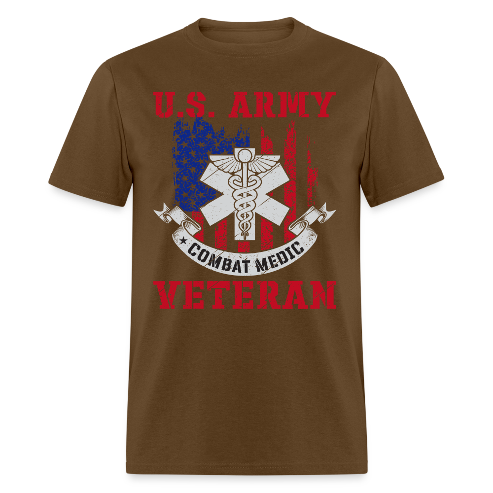 US Army Combat Medic Veteran T-Shirt - brown