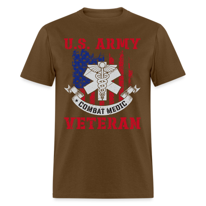 US Army Combat Medic Veteran T-Shirt - brown