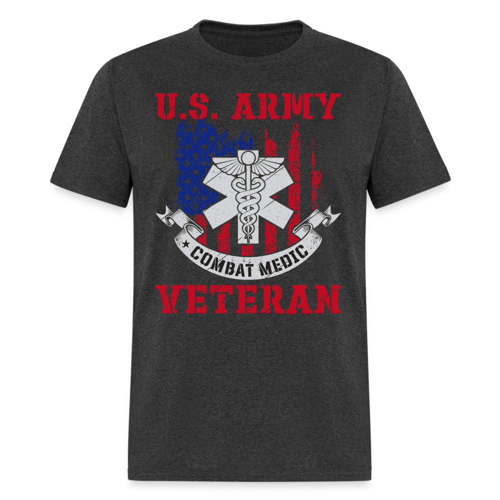 US Army Combat Medic Veteran T-Shirt - heather black