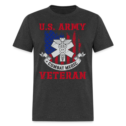 US Army Combat Medic Veteran T-Shirt - heather black