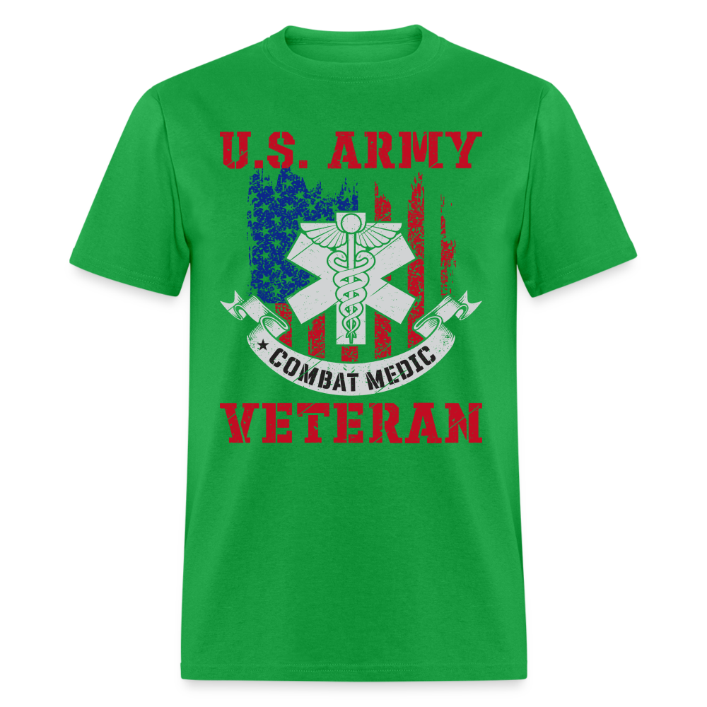 US Army Combat Medic Veteran T-Shirt - bright green