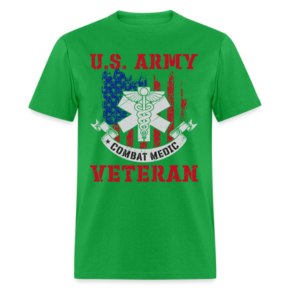 US Army Combat Medic Veteran T-Shirt - bright green