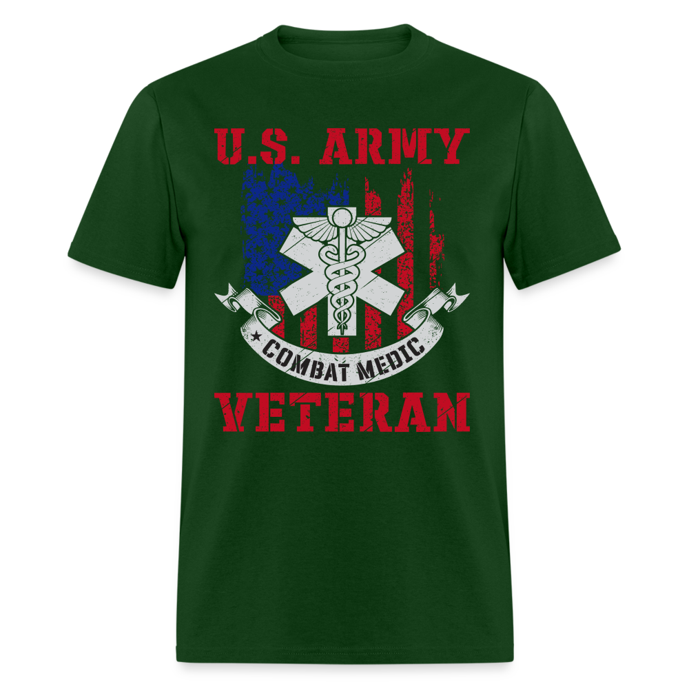 US Army Combat Medic Veteran T-Shirt - forest green