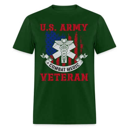 US Army Combat Medic Veteran T-Shirt - forest green