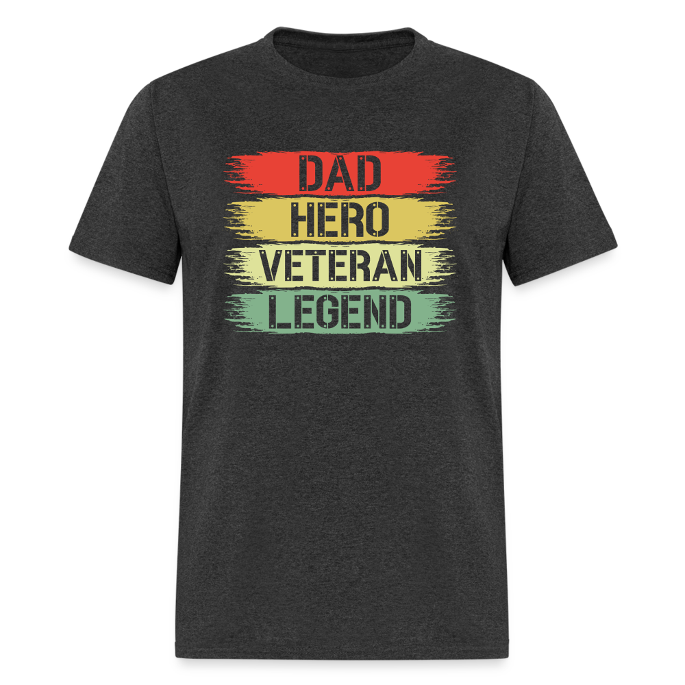 Dad Hero Veteran Legend T-Shirt - heather black