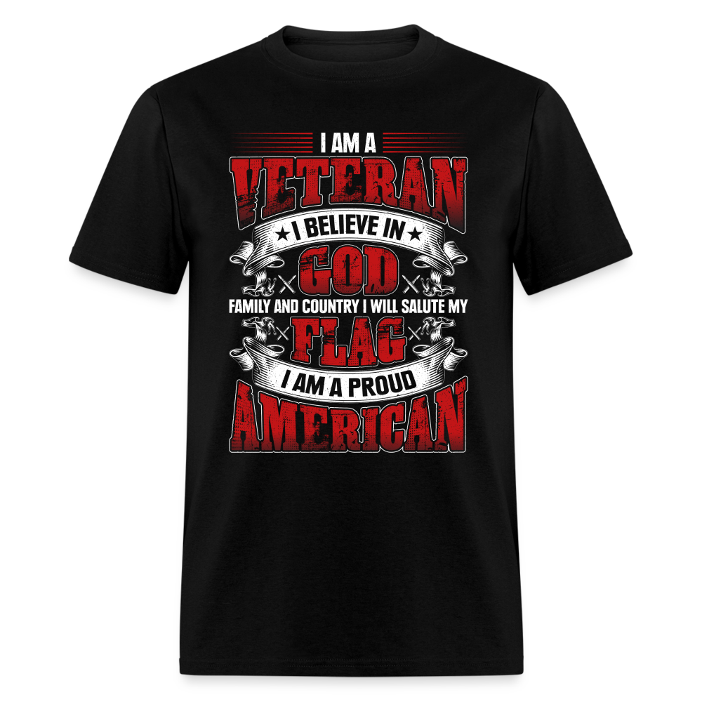 Proud Veteran T-Shirt (Patriotic) - black