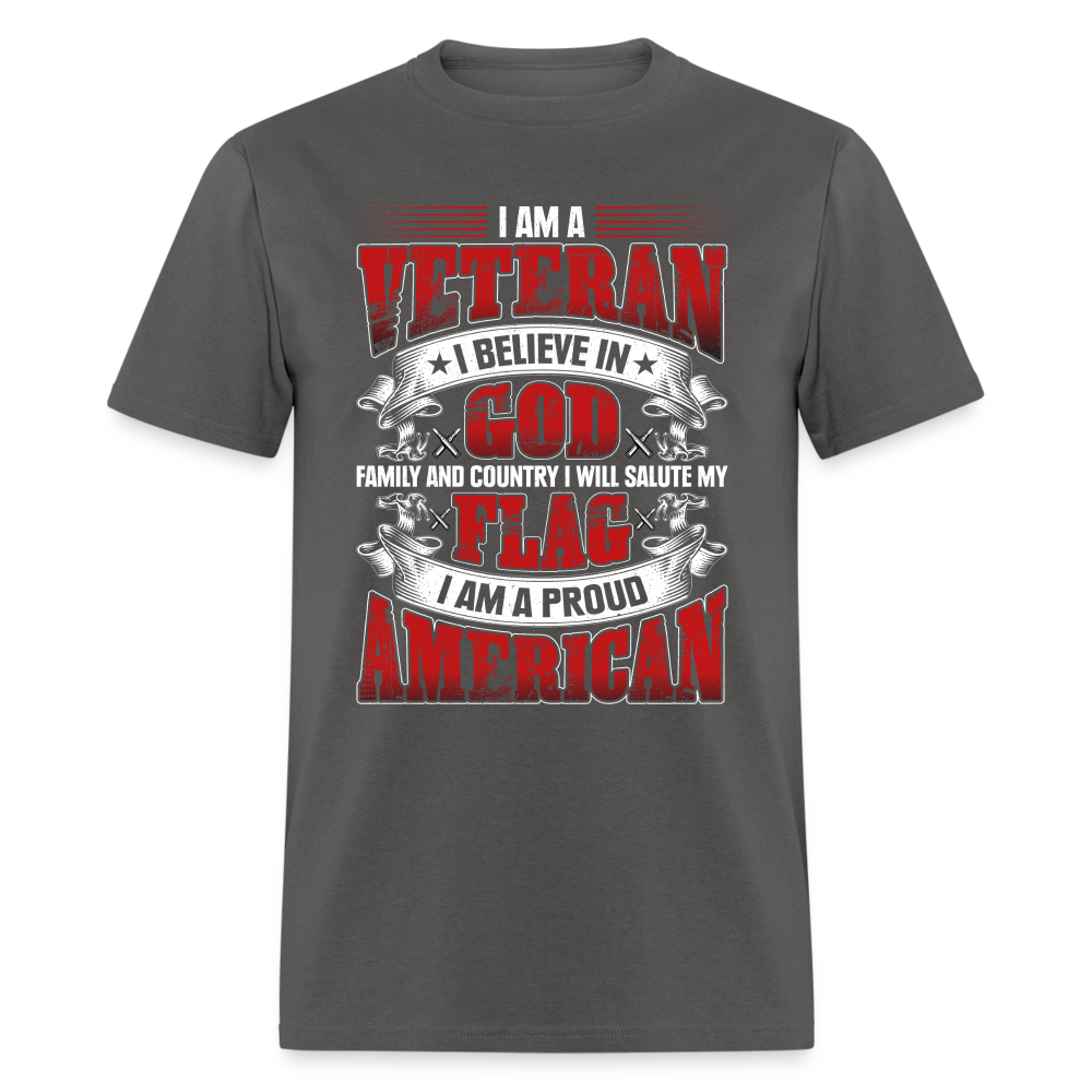 Proud Veteran T-Shirt (Patriotic) - charcoal