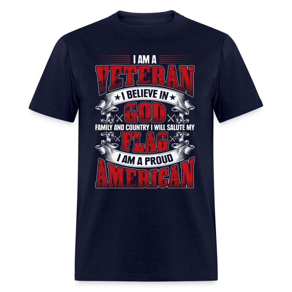 Proud Veteran T-Shirt (Patriotic) - navy
